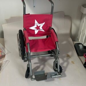 American Girl Red Doll Wheelchair with Star Accent